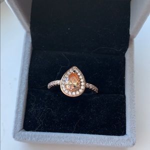 Rose Gold Plated Ring with Topaz inspired CZ sz9